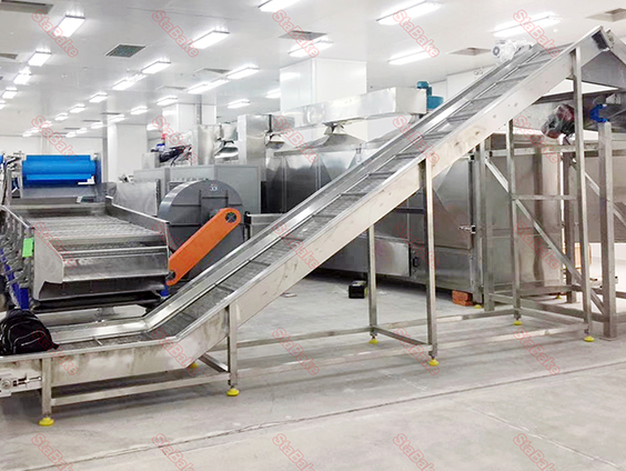 Linha de produção de batatas fritas congeladas no Egito